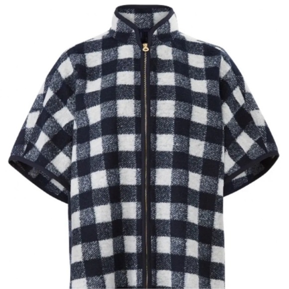 Draper James Navy Buffalo Check Cape - Picture 3 of 7